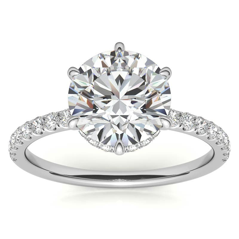 Round 6-Prong Hidden Halo Moissanite Engagement Ring