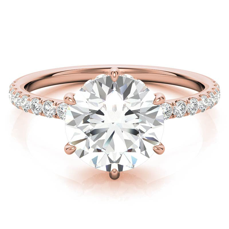 Round 6-Prong Hidden Halo Moissanite Engagement Ring