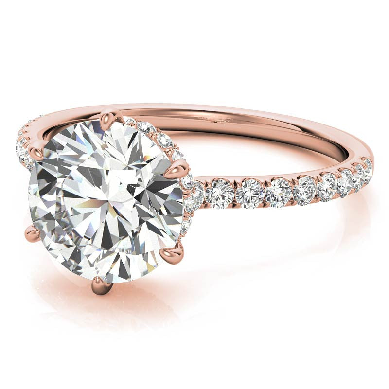 Round 6-Prong Hidden Halo Moissanite Engagement Ring