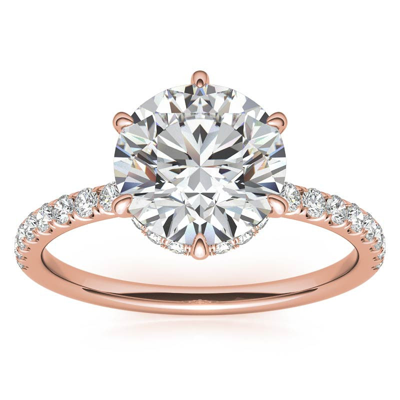 Round 6-Prong Hidden Halo Moissanite Engagement Ring
