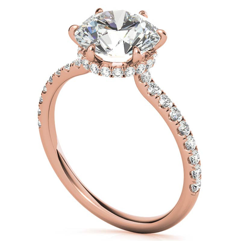 Round 6-Prong Hidden Halo Moissanite Engagement Ring