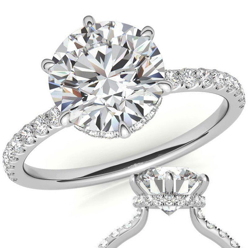 Round 6-Prong Hidden Halo Moissanite Engagement Ring