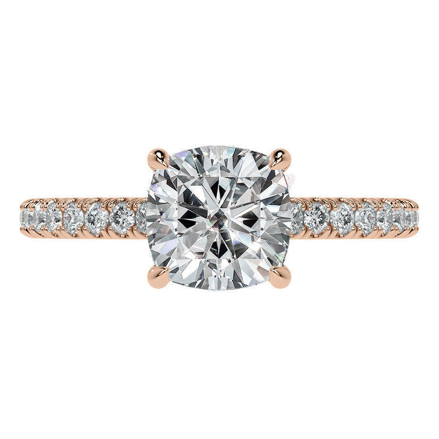 Cushion 4-Prong Hidden Halo Moissanite Engagement Ring