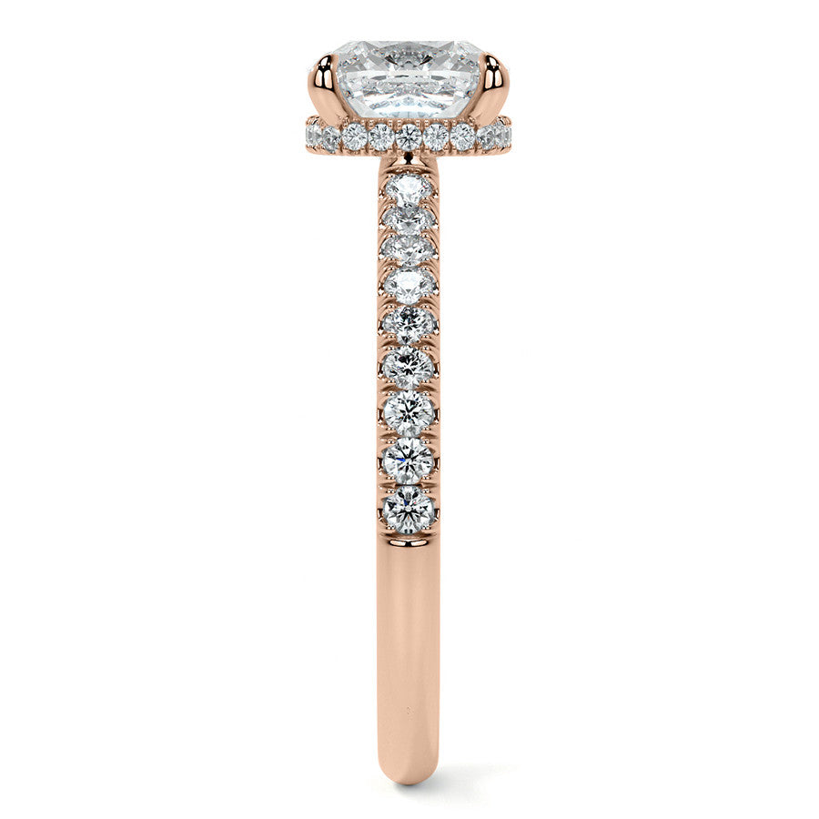 Cushion 4-Prong Hidden Halo Moissanite Engagement Ring