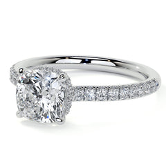 Cushion 4-Prong Hidden Halo Moissanite Engagement Ring