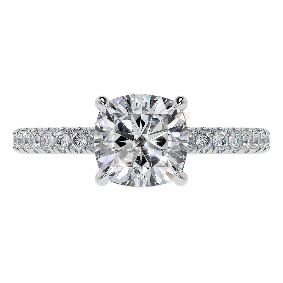 Cushion 4-Prong Hidden Halo Moissanite Engagement Ring