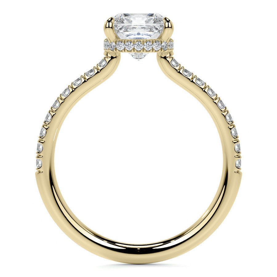 Cushion 4-Prong Hidden Halo Moissanite Engagement Ring