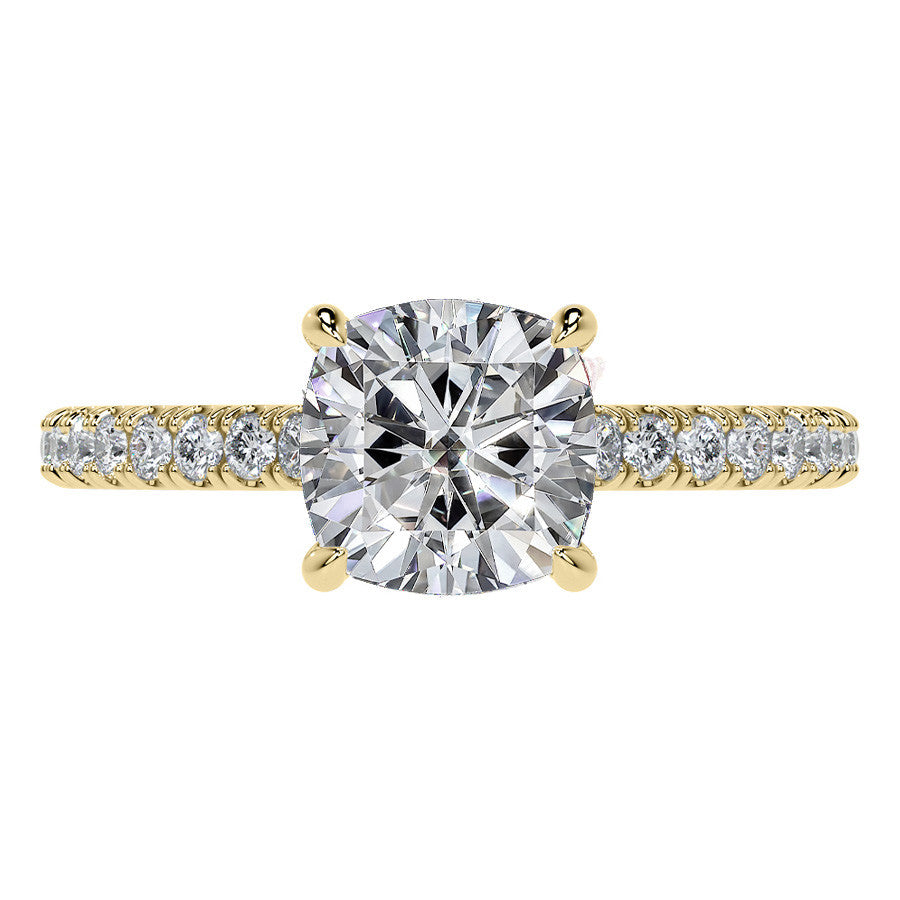 Cushion 4-Prong Hidden Halo Moissanite Engagement Ring