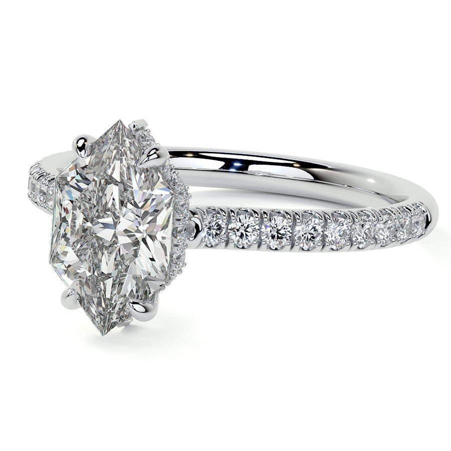 Duchess Marquise 4-Prong Hidden Halo Moissanite Engagement Ring