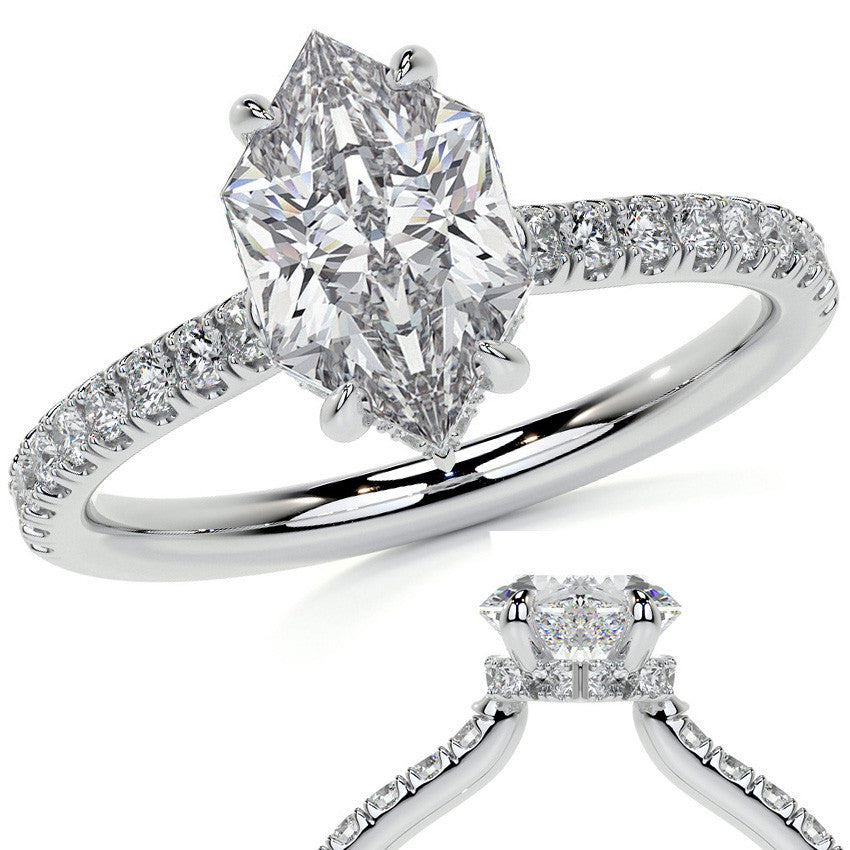 Duchess Marquise 4-Prong Hidden Halo Moissanite Engagement Ring