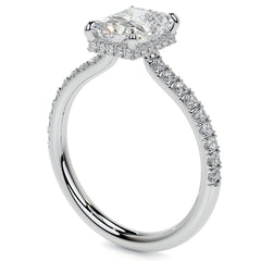 Emerald / Radiant 4-Prong Hidden Halo Moissanite Engagement Ring