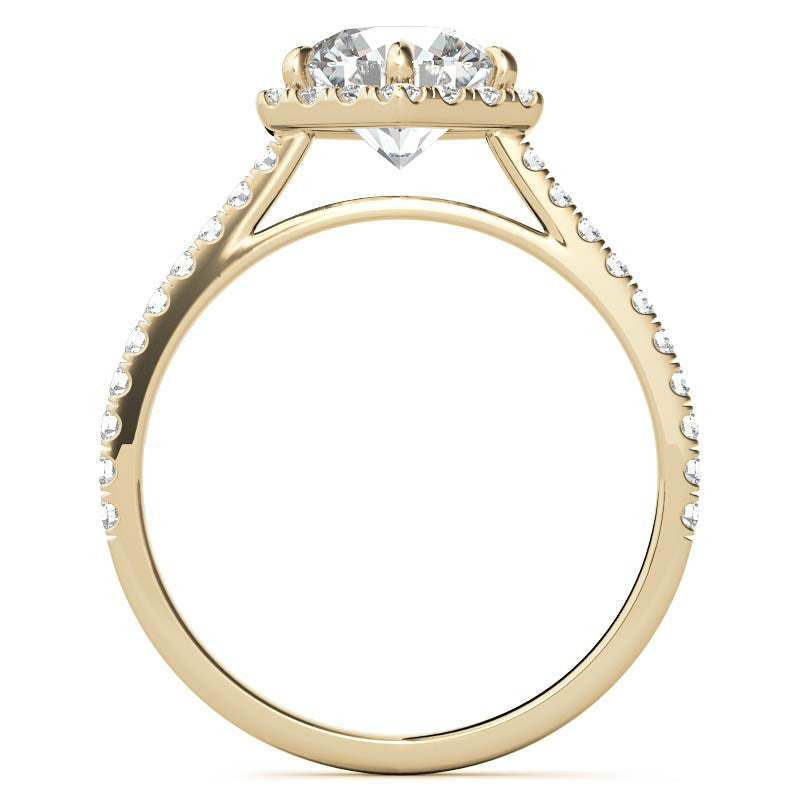 Hexagon Halo Round Brilliant Moissanite Engagement Ring