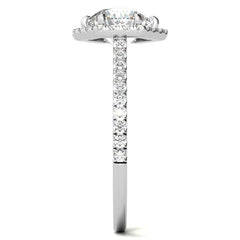Hexagon Halo Round Brilliant Moissanite Engagement Ring