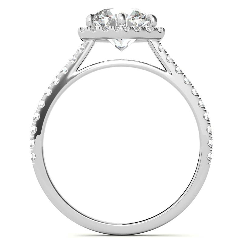 Hexagon Halo Round Brilliant Moissanite Engagement Ring