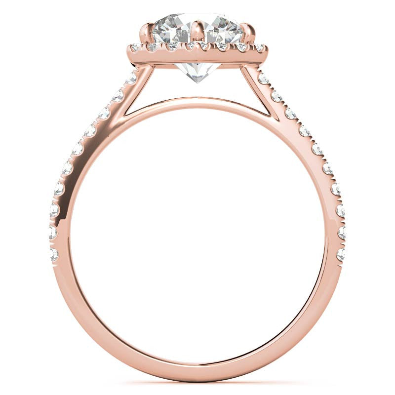 Hexagon Halo Round Brilliant Moissanite Engagement Ring