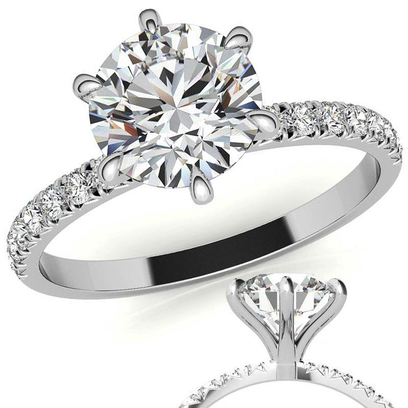 1.7mm 6-Claw Prong Round Brilliant Moissanite Engagement Ring