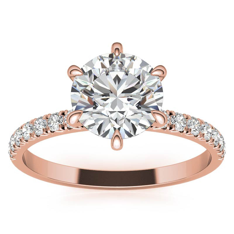 1.7mm 6-Claw Prong Round Brilliant Moissanite Engagement Ring