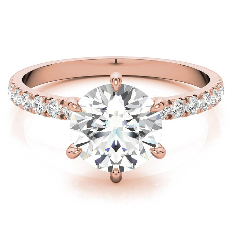 1.7mm 6-Claw Prong Round Brilliant Moissanite Engagement Ring