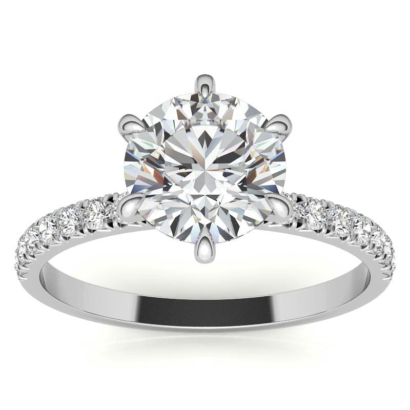 1.7mm 6-Claw Prong Round Brilliant Moissanite Engagement Ring