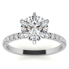 1.7mm 6-Claw Prong Round Brilliant Moissanite Engagement Ring