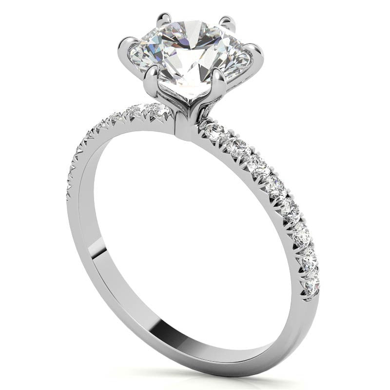 1.7mm 6-Claw Prong Round Brilliant Moissanite Engagement Ring