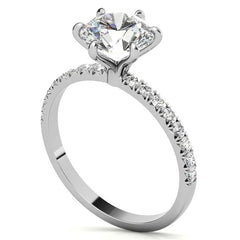 1.7mm 6-Claw Prong Round Brilliant Moissanite Engagement Ring