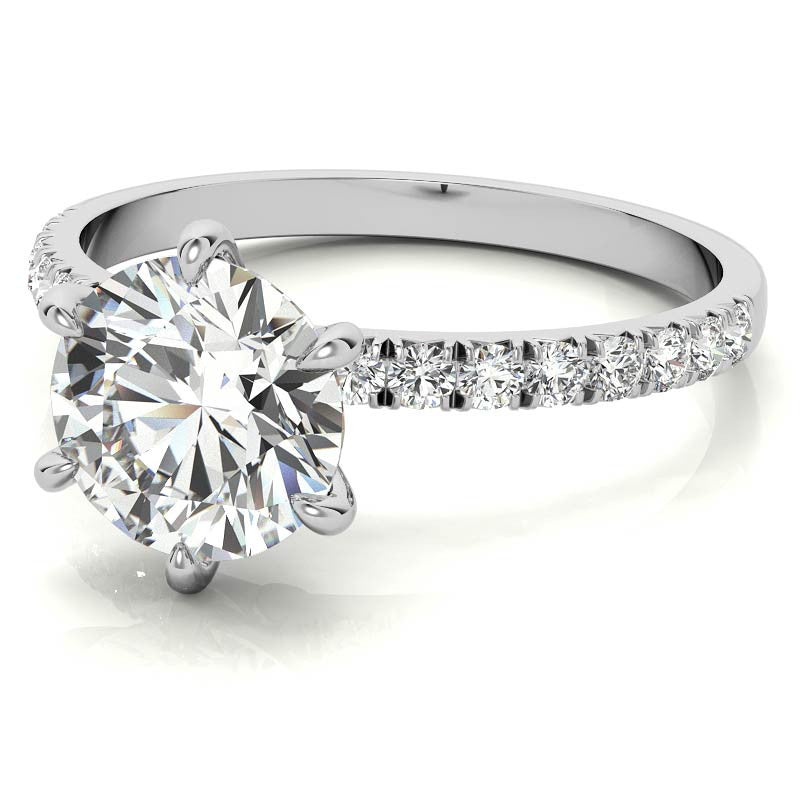 1.7mm 6-Claw Prong Round Brilliant Moissanite Engagement Ring