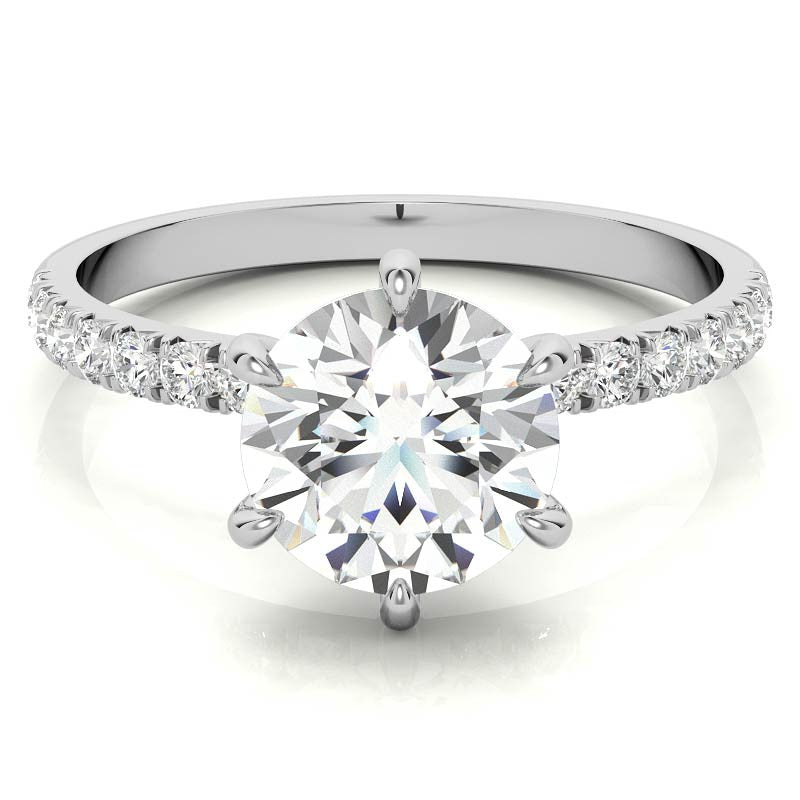 1.7mm 6-Claw Prong Round Brilliant Moissanite Engagement Ring