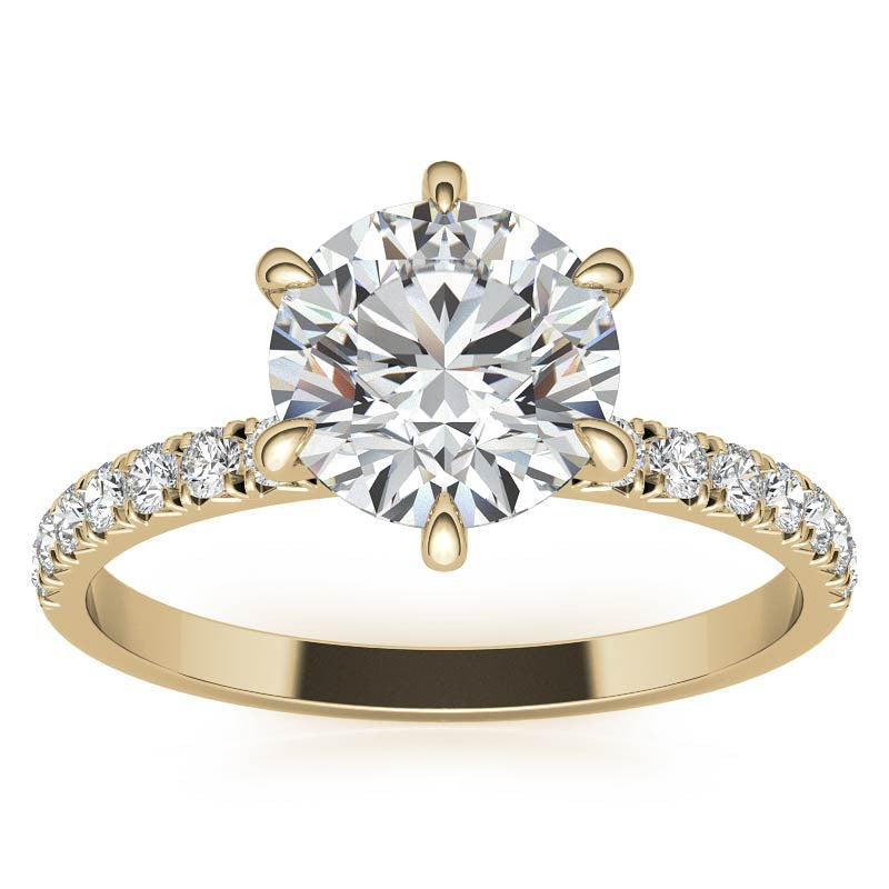 1.7mm 6-Claw Prong Round Brilliant Moissanite Engagement Ring