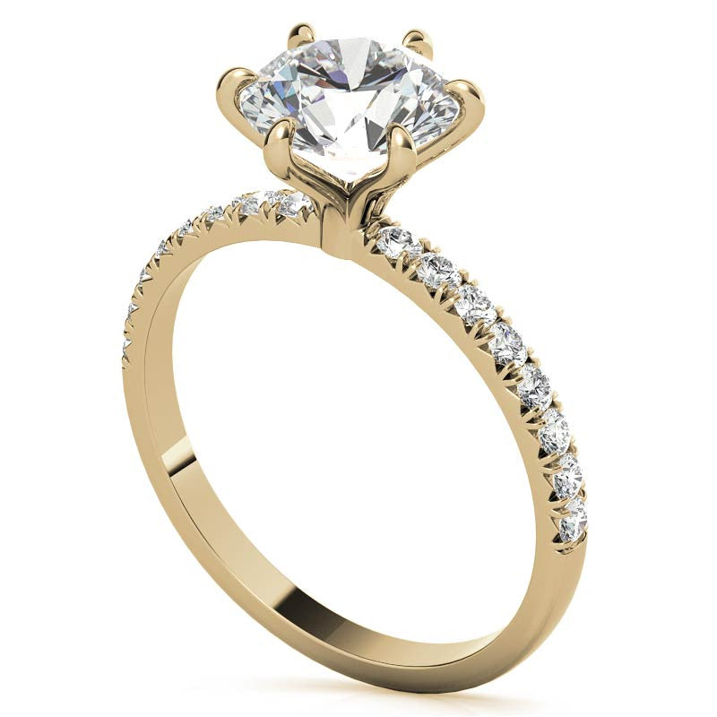 1.7mm 6-Claw Prong Round Brilliant Moissanite Engagement Ring