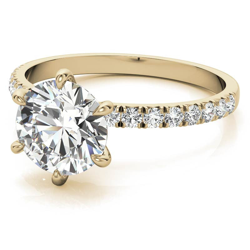 1.7mm 6-Claw Prong Round Brilliant Moissanite Engagement Ring
