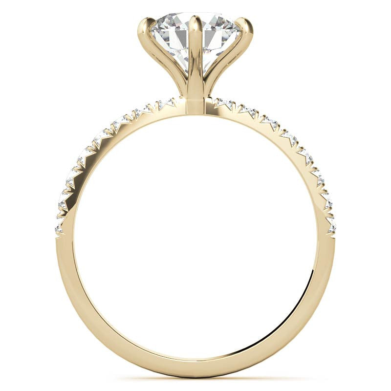 1.7mm 6-Claw Prong Round Brilliant Moissanite Engagement Ring