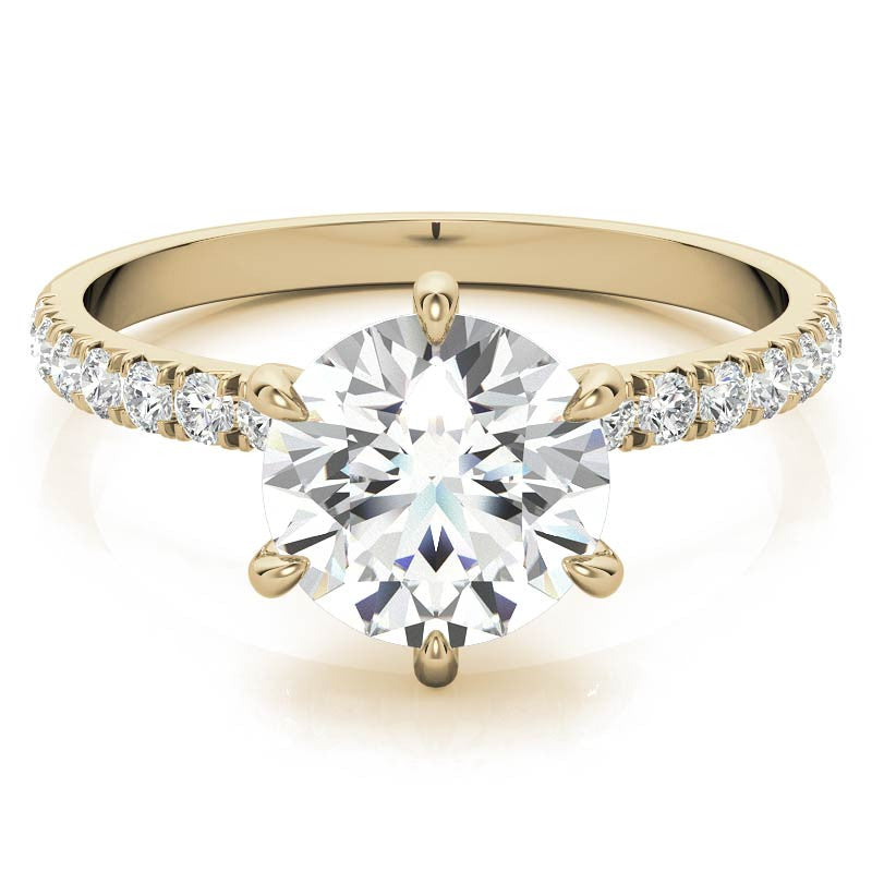 1.7mm 6-Claw Prong Round Brilliant Moissanite Engagement Ring