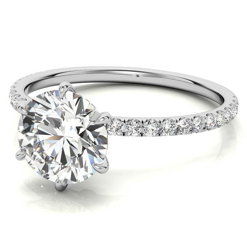 6 Claw Prong Round Brilliant Moissanite Engagement Ring