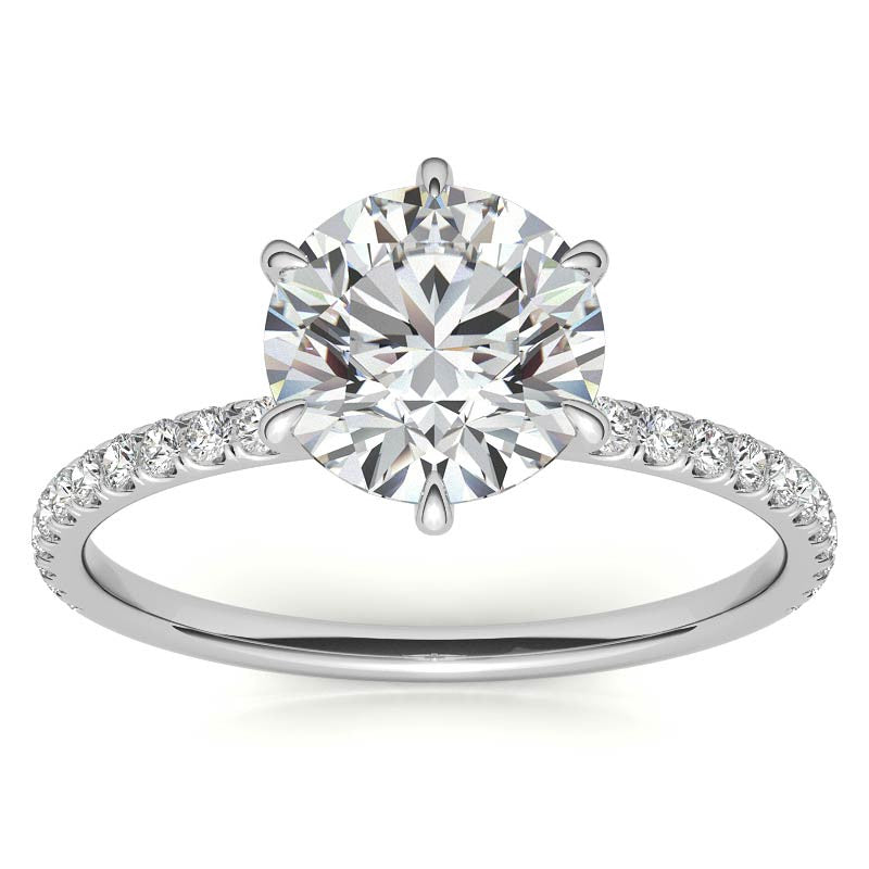 6 Claw Prong Round Brilliant Moissanite Engagement Ring