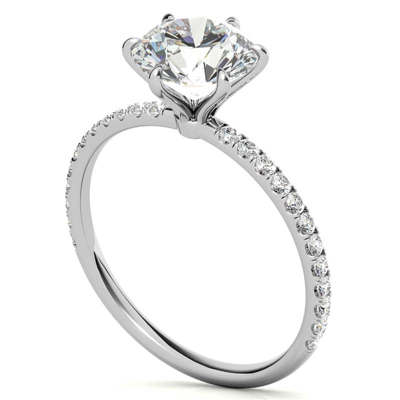 6 Claw Prong Round Brilliant Moissanite Engagement Ring