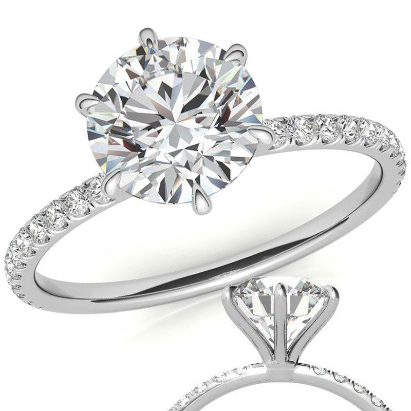 6 Claw Prong Round Brilliant Moissanite Engagement Ring
