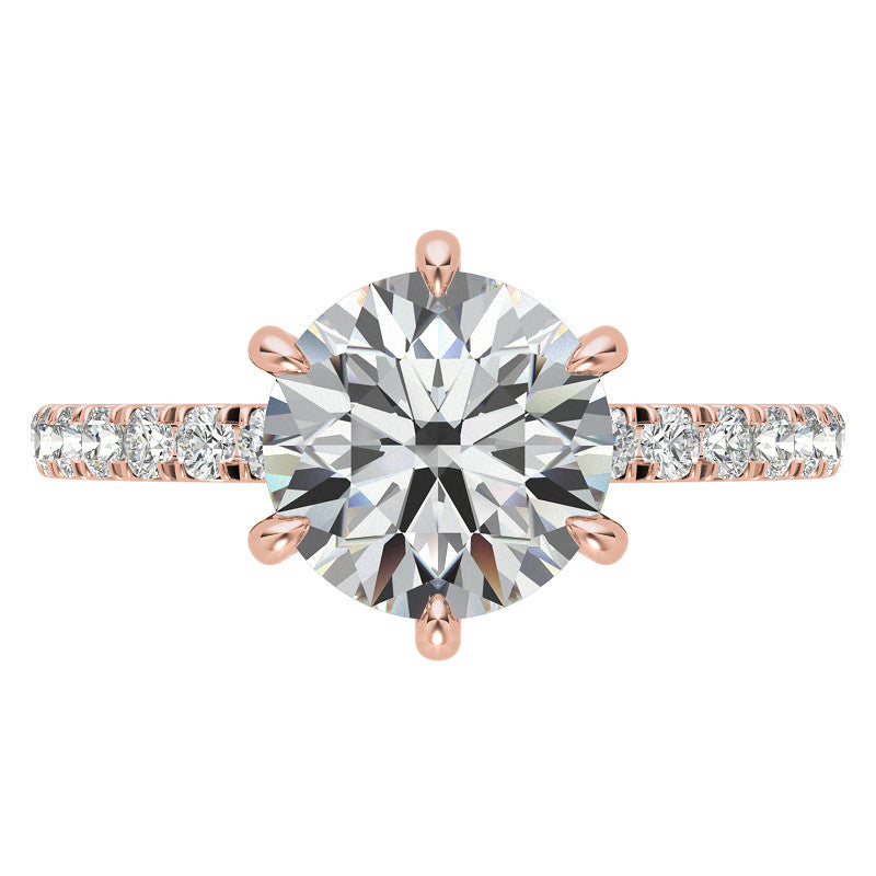 1.7mm 6-Claw Prong Round Brilliant Moissanite Engagement Ring