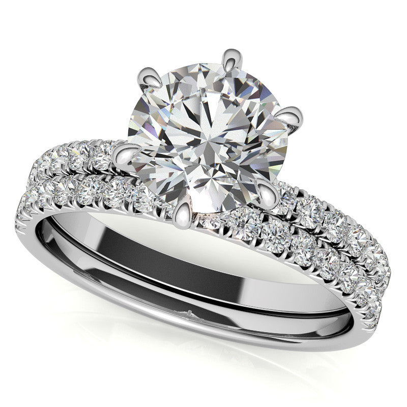 1.7mm 6-Claw Prong Round Brilliant Moissanite Engagement Ring