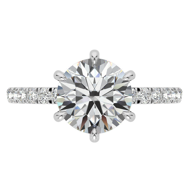 1.7mm 6-Claw Prong Round Brilliant Moissanite Engagement Ring