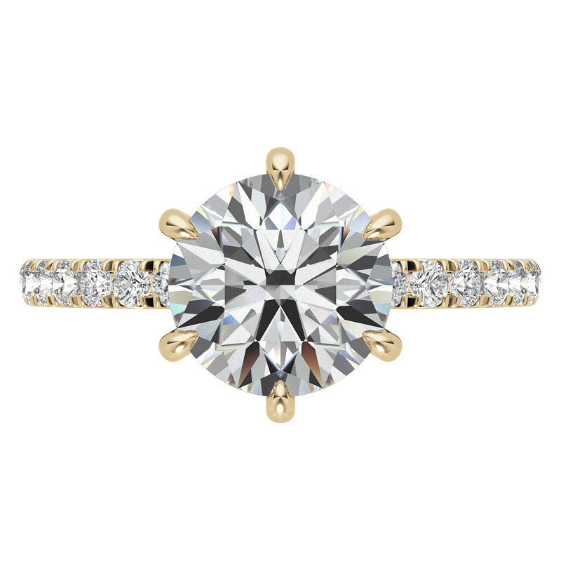 1.7mm 6-Claw Prong Round Brilliant Moissanite Engagement Ring
