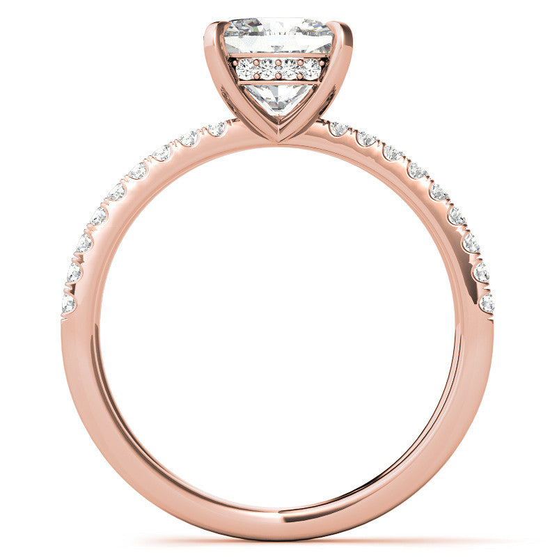 Split Shank Hidden Halo Cushion Moissanite Engagement Ring