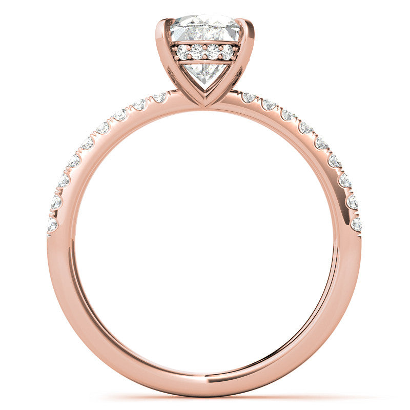 Split Shank Hidden Halo Oval Moissanite Engagement Ring