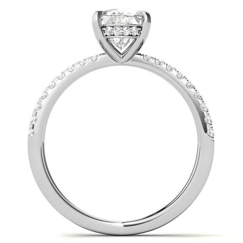 Split Shank Hidden Halo Oval Moissanite Engagement Ring