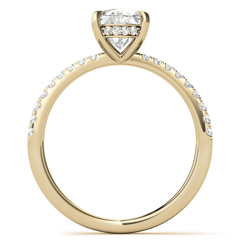 Split Shank Hidden Halo Oval Moissanite Engagement Ring