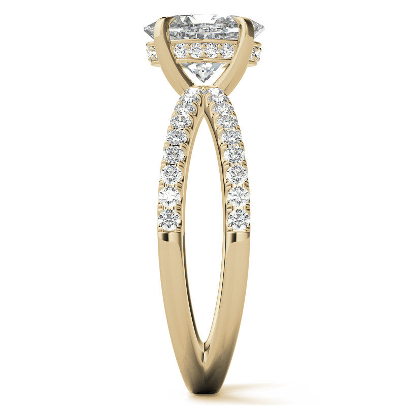 Split Shank Hidden Halo Oval Moissanite Engagement Ring