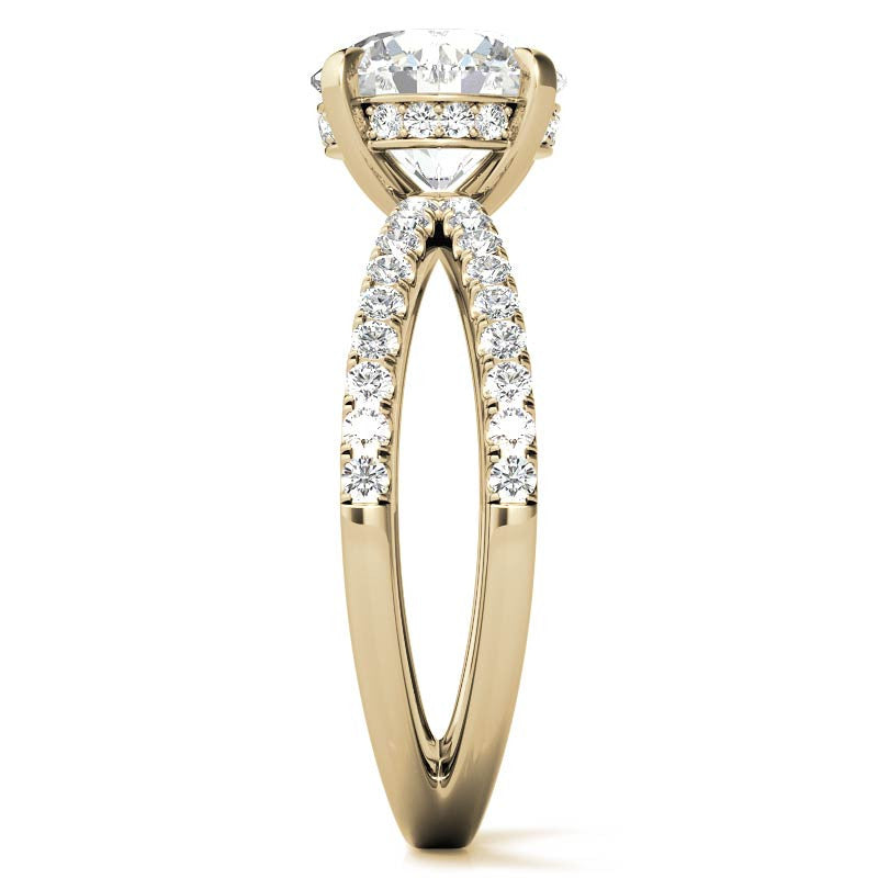 Split Shank Hidden Halo Round Brilliant Moissanite Engagement Ring