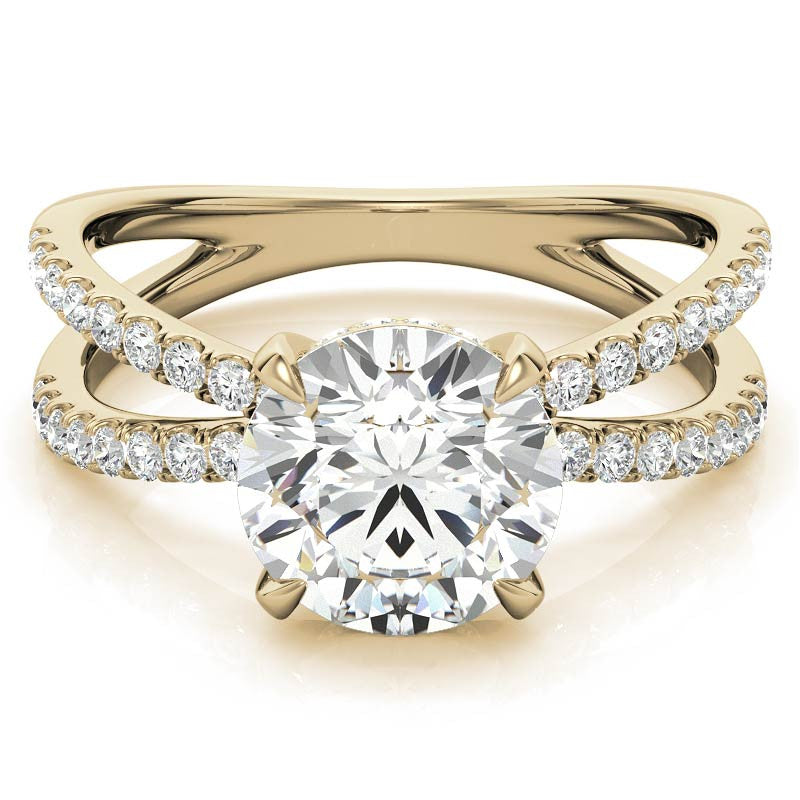 Split Shank Hidden Halo Round Brilliant Moissanite Engagement Ring
