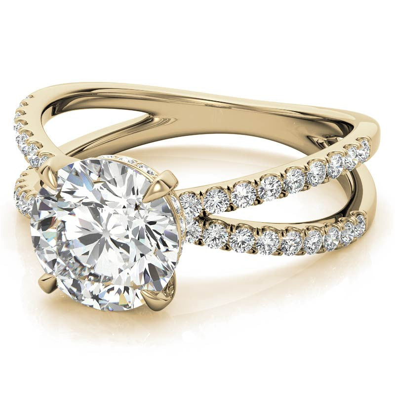 Split Shank Hidden Halo Round Brilliant Moissanite Engagement Ring
