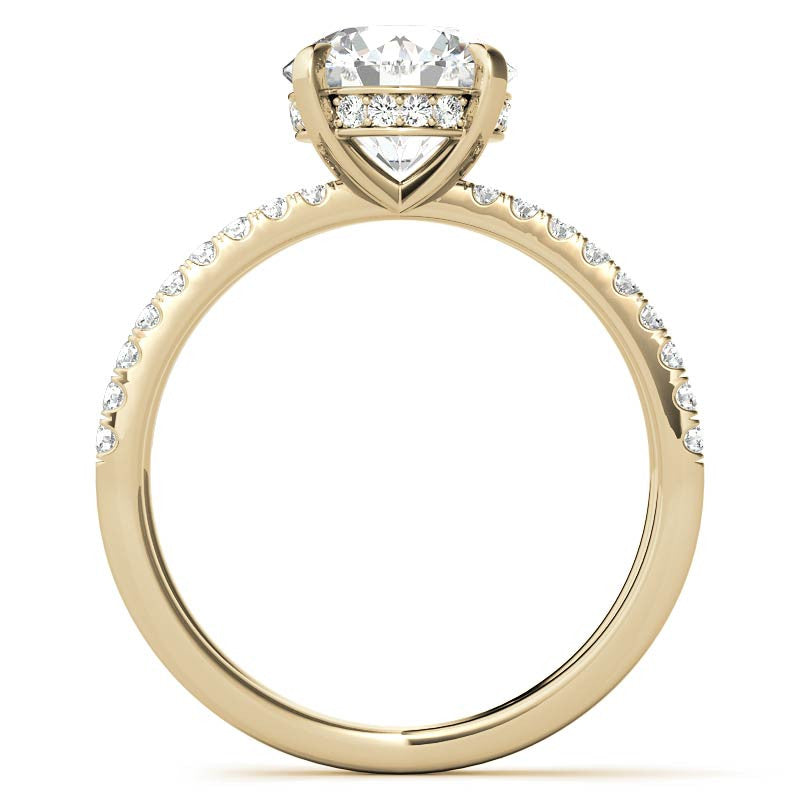 Split Shank Hidden Halo Round Brilliant Moissanite Engagement Ring